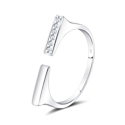 U Shaped With CZ Stone Silver Ring NSR-4140